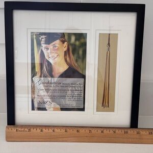 Graduation Memory Shadow Box Tassel 5 x 7 Photo White Mat Black Frame